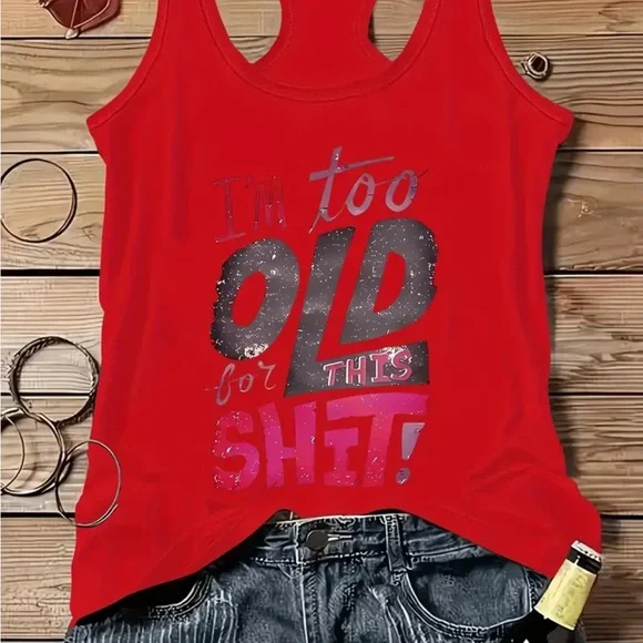 Red Graphic Tank Top Size XL New - Picture 1 of 6